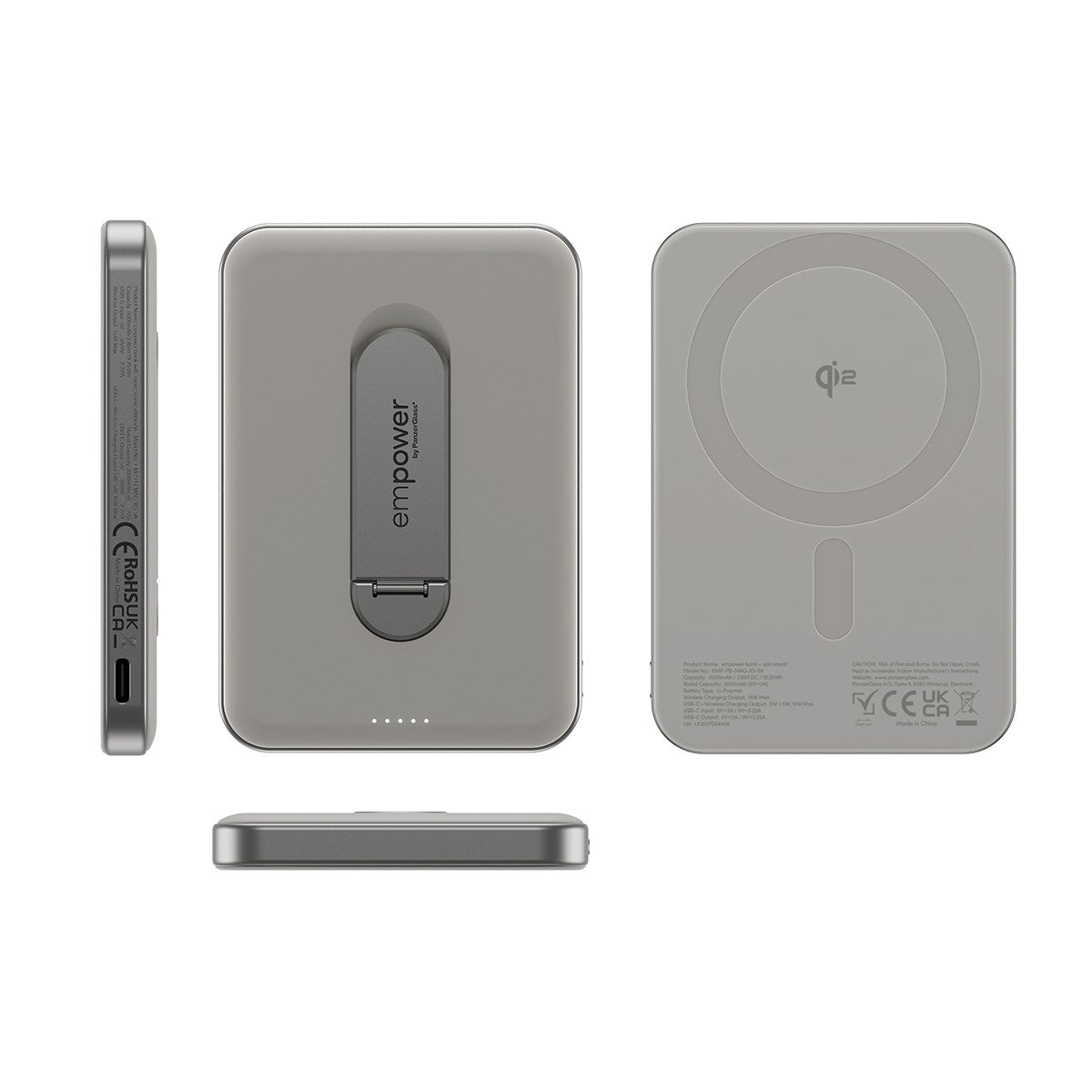 empower™ by PanzerGlass® empower™ Bank m. Spin Stand | 5000mAh | Titanium